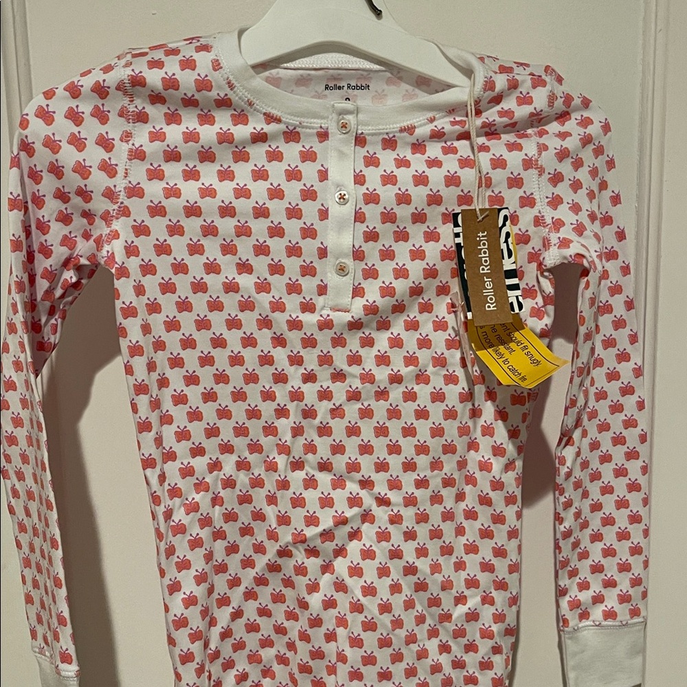Roller Rabbit White and Red Apple Print Henley